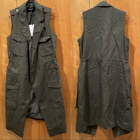Who What Wear Jackets & Blazers - NWT Who What Wear Utility Maxi Vest Army Green Cinch Waist